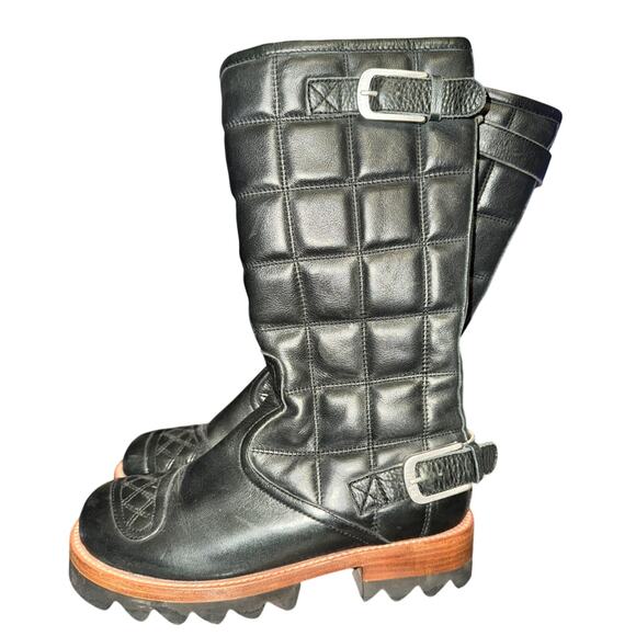 Jim Barnier Boots Women's Size 6 M Black Quilted Leather Side Zip Tall Shoes - Picture 1 of 7